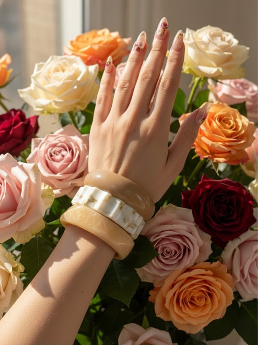 Iced Cappuccino Resin Bangles-Set of 3