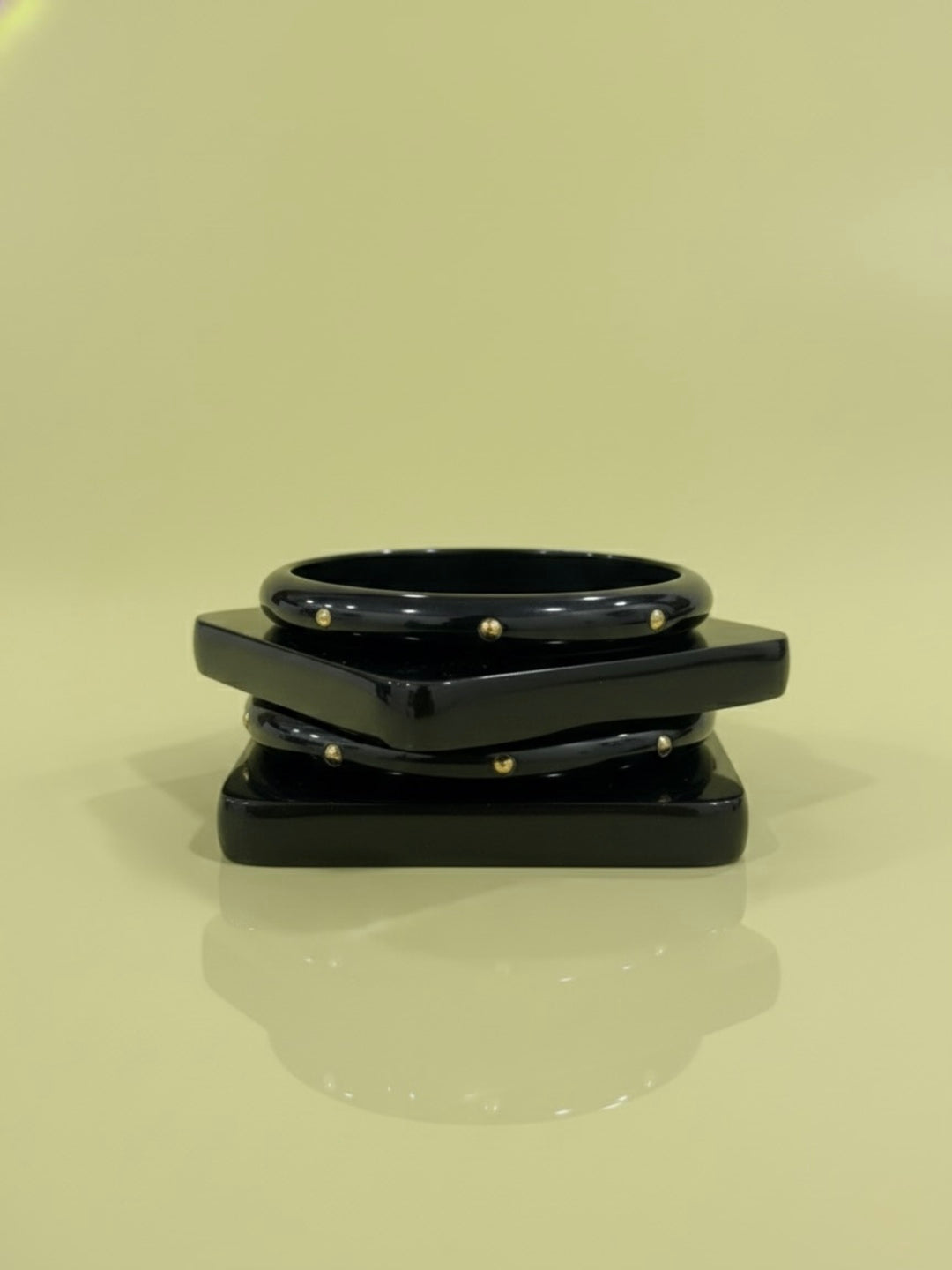 Black Velvet Resin Bangles-Set of 4