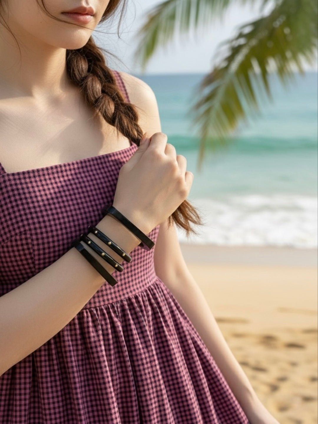 Black Velvet Resin Bangles-Set of 4