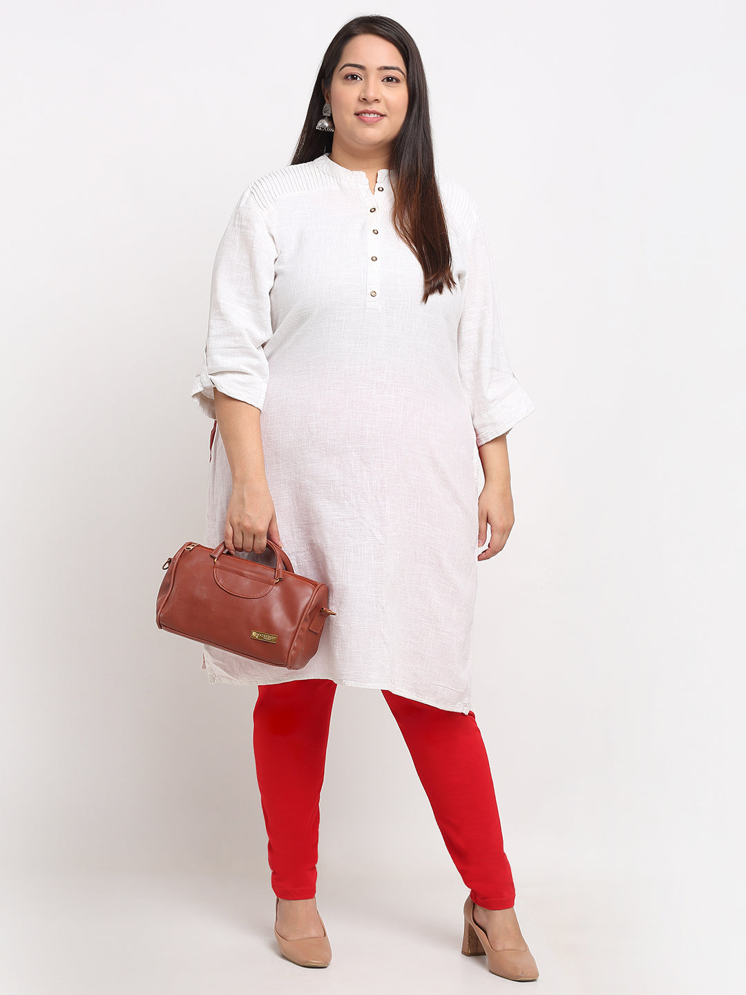 Red Ankle Length Plus Legging