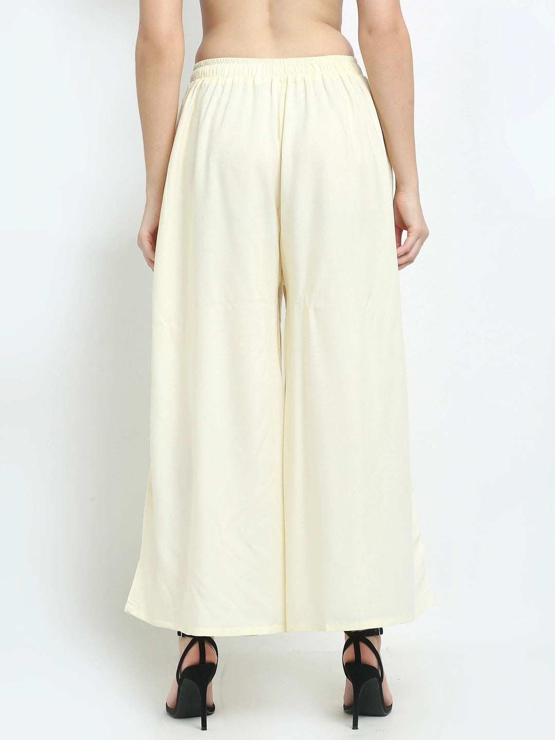 Butter Cream Solid Rayon Pocket Palazzo