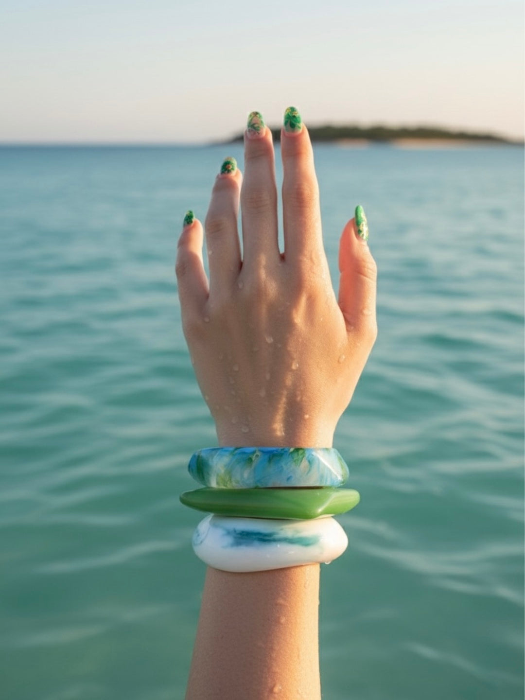 Coral Reef Resin Bangles-Set of 3