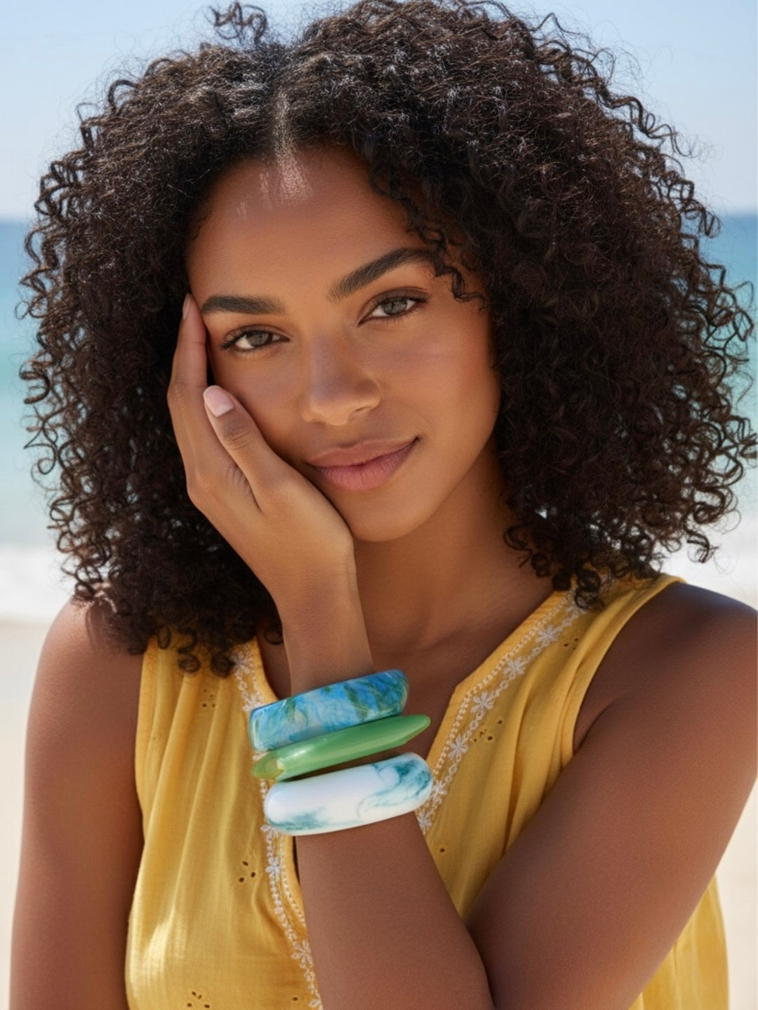 Coral Reef Resin Bangles-Set of 3