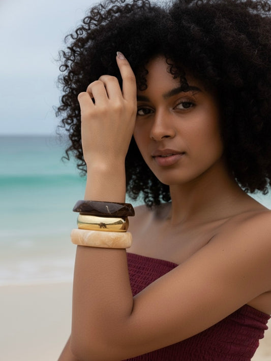 Sand Dollar Resin Bangles-Set of 3