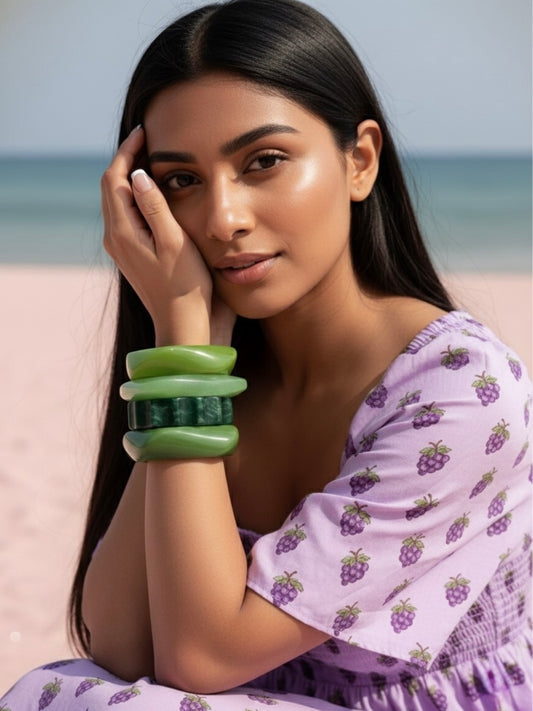 Kiwi Kick Resin Bangles-Set of 4