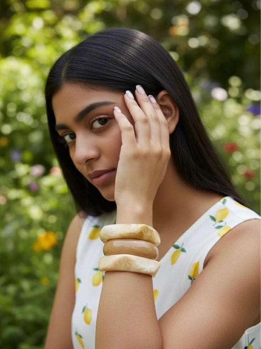 Vanilla Latte Resin Bangles-Set of 3