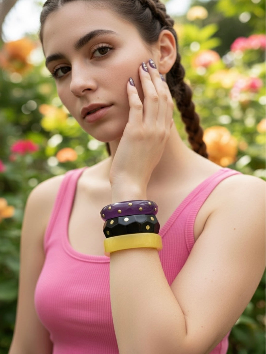 Glimmer Resin Bangles-Set of 3