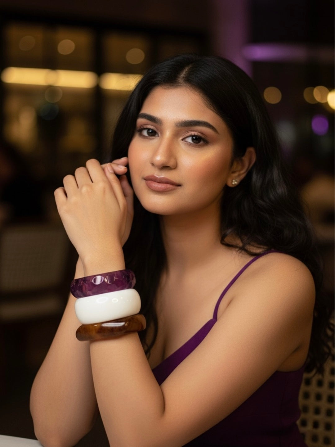 Pebble Resin Bangles-Set of 3