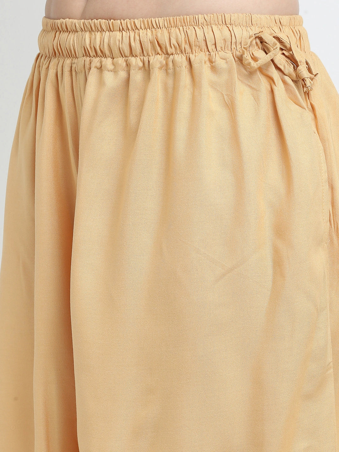 Beige Solid Rayon Pocket Palazzo