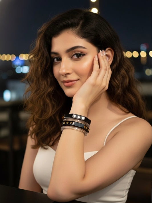 Black Ice Resin Bangles-Set of 4