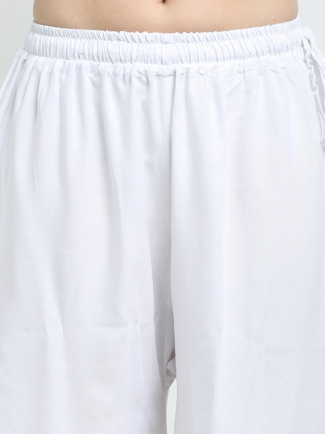 White Solid Rayon Pocket Palazzo