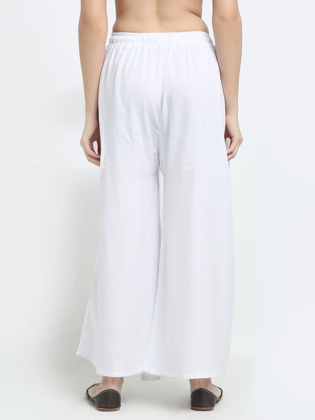 White Solid Rayon Pocket Palazzo