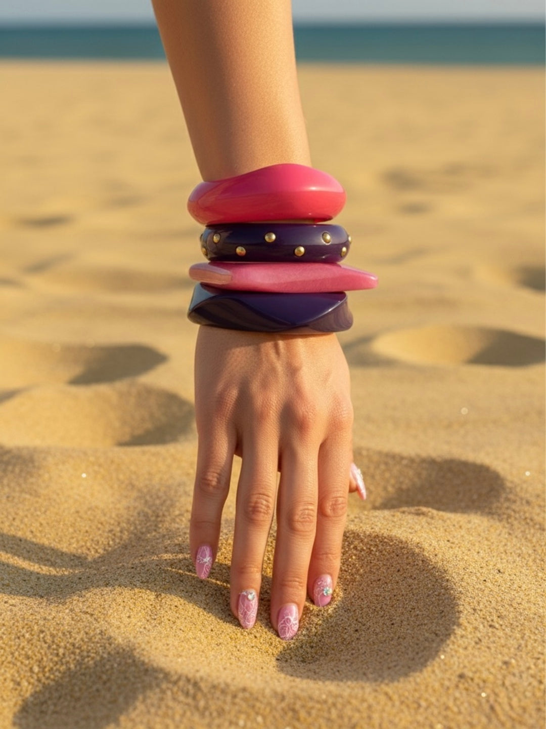 Blush Bomb Resin Bangles-Set of 4