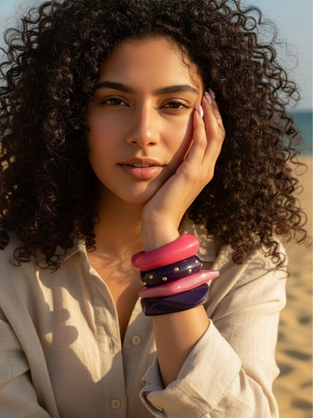 Blush Bomb Resin Bangles-Set of 4