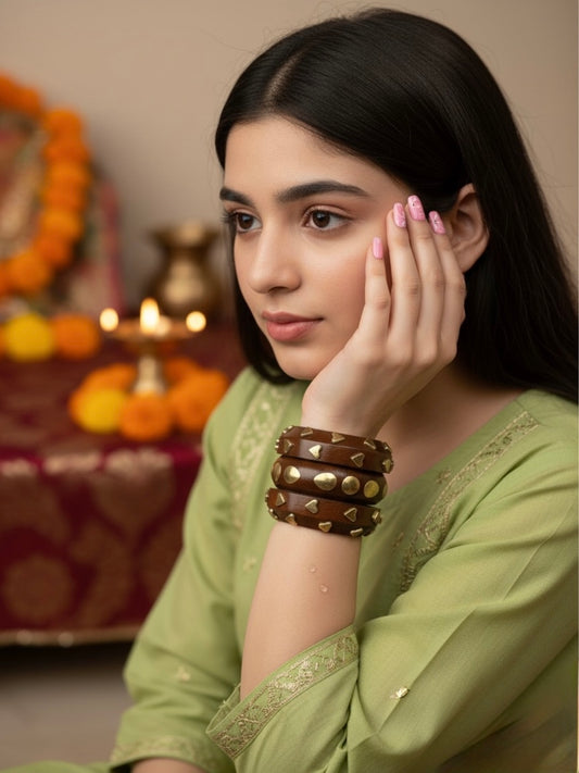 Mohini Wooden Bangles-Set of 3
