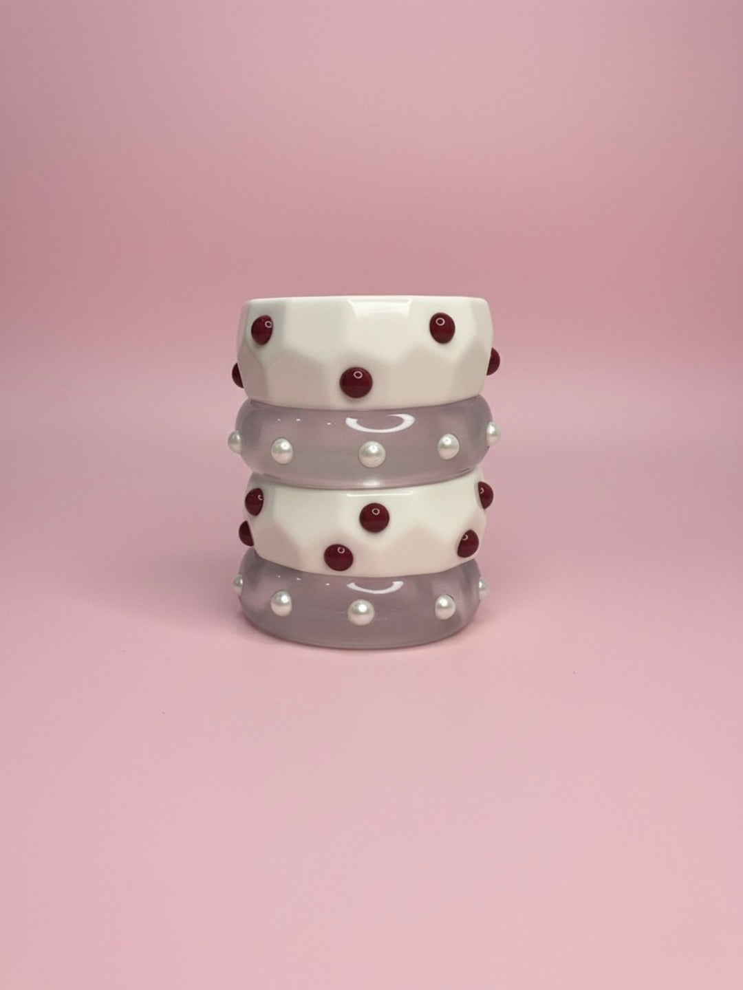 Cherry Vanilla Latte Resin Bangles-Set of 4
