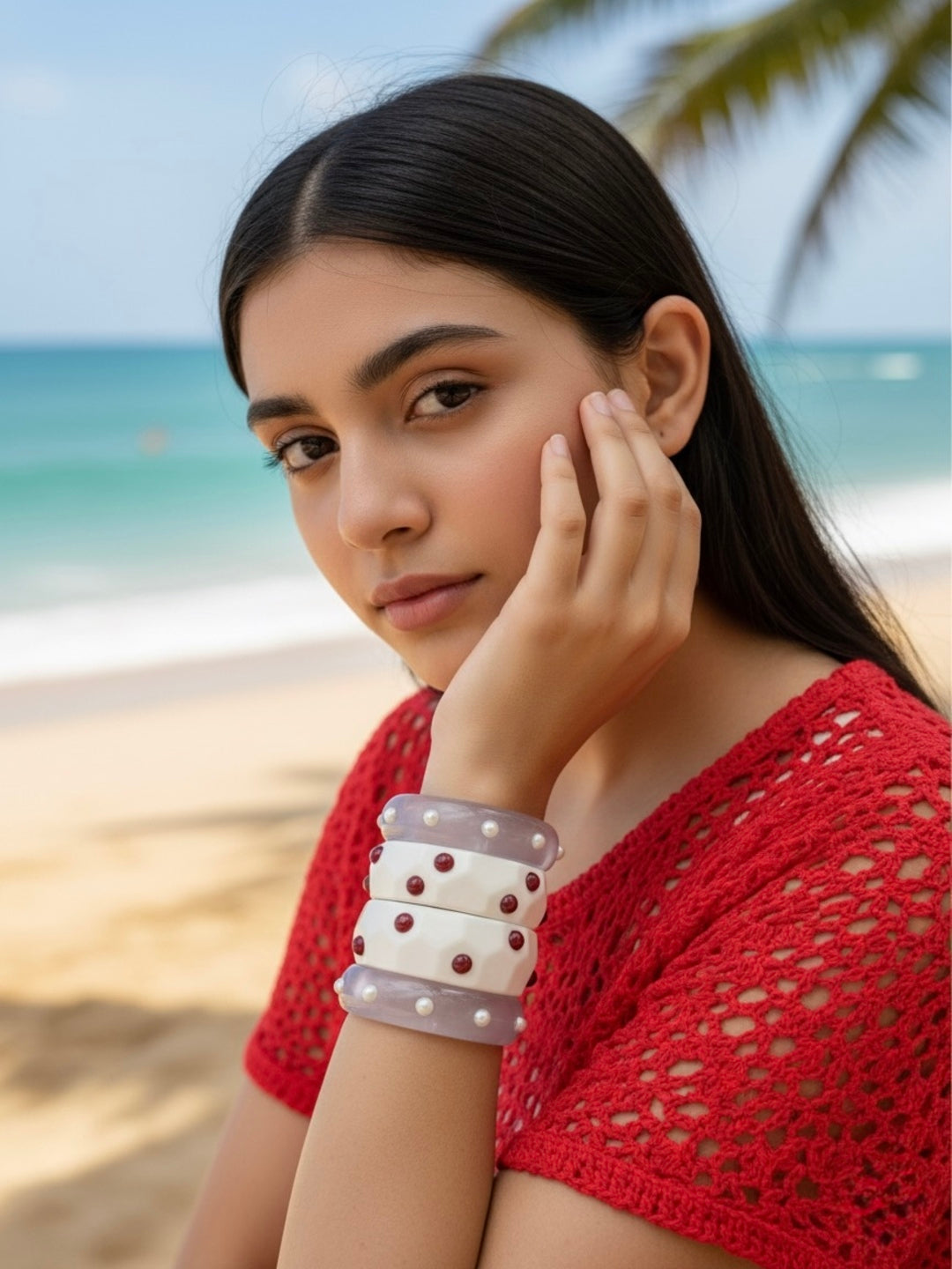 Cherry Vanilla Latte Resin Bangles-Set of 4