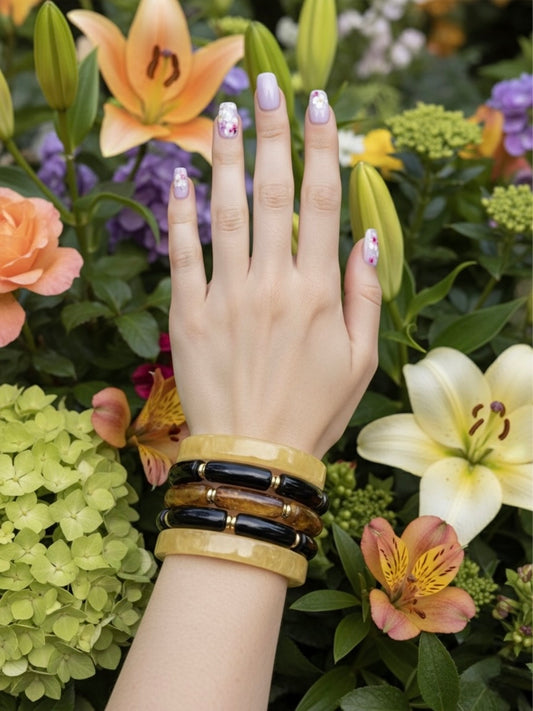 Caramel Frappe Resin Bangles-Set of 5