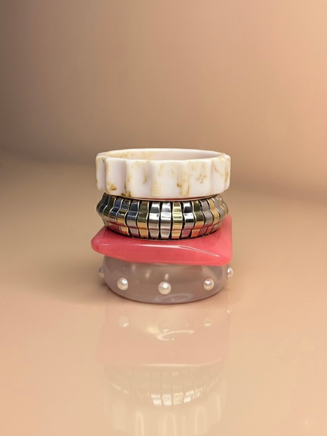 Rose Resin Bangles-Set of 4