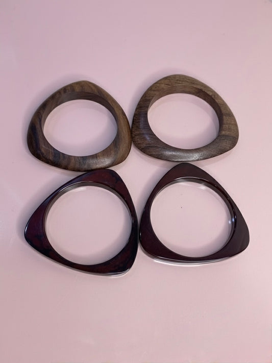 Pyramid Resin & Wooden Bangles-Set of 4