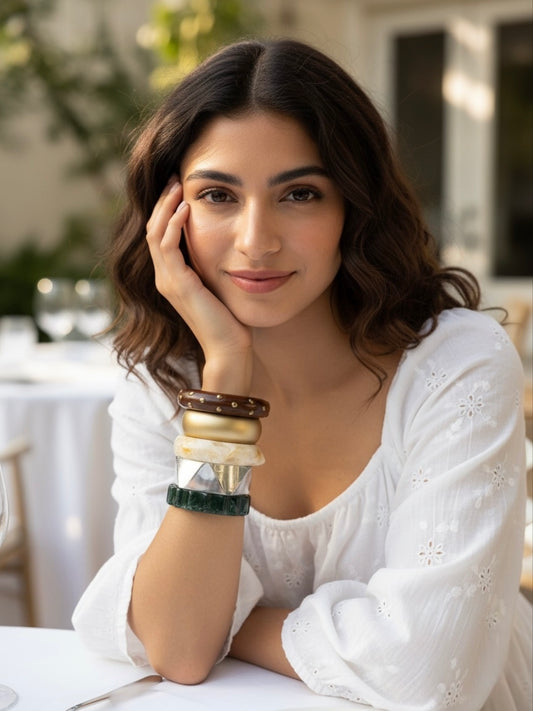 Nasha Resin & Wooden Bangles-Set of 5