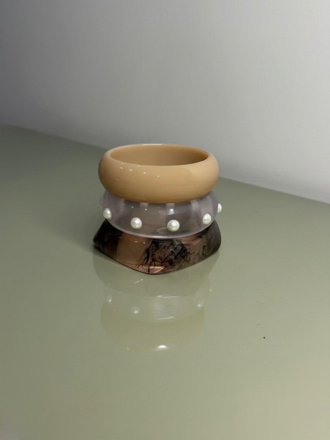 Shell Resin Bangles-Set of 3