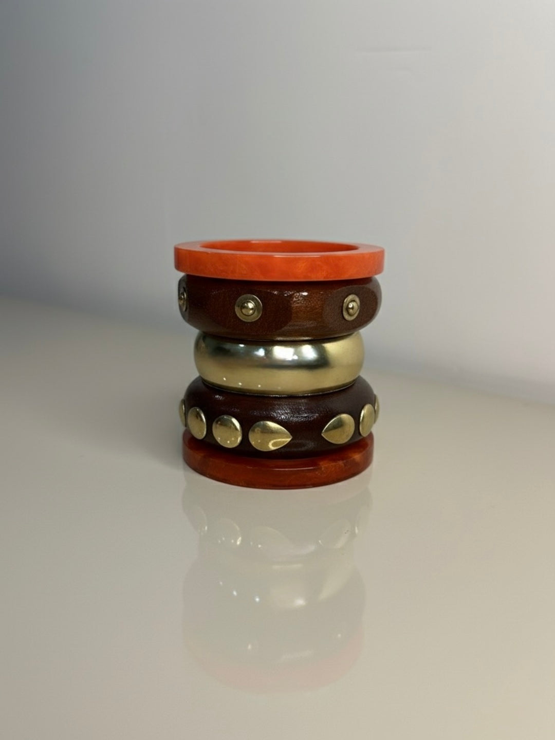 Orange Mitti Resin & Wooden Bangles-Set of 5