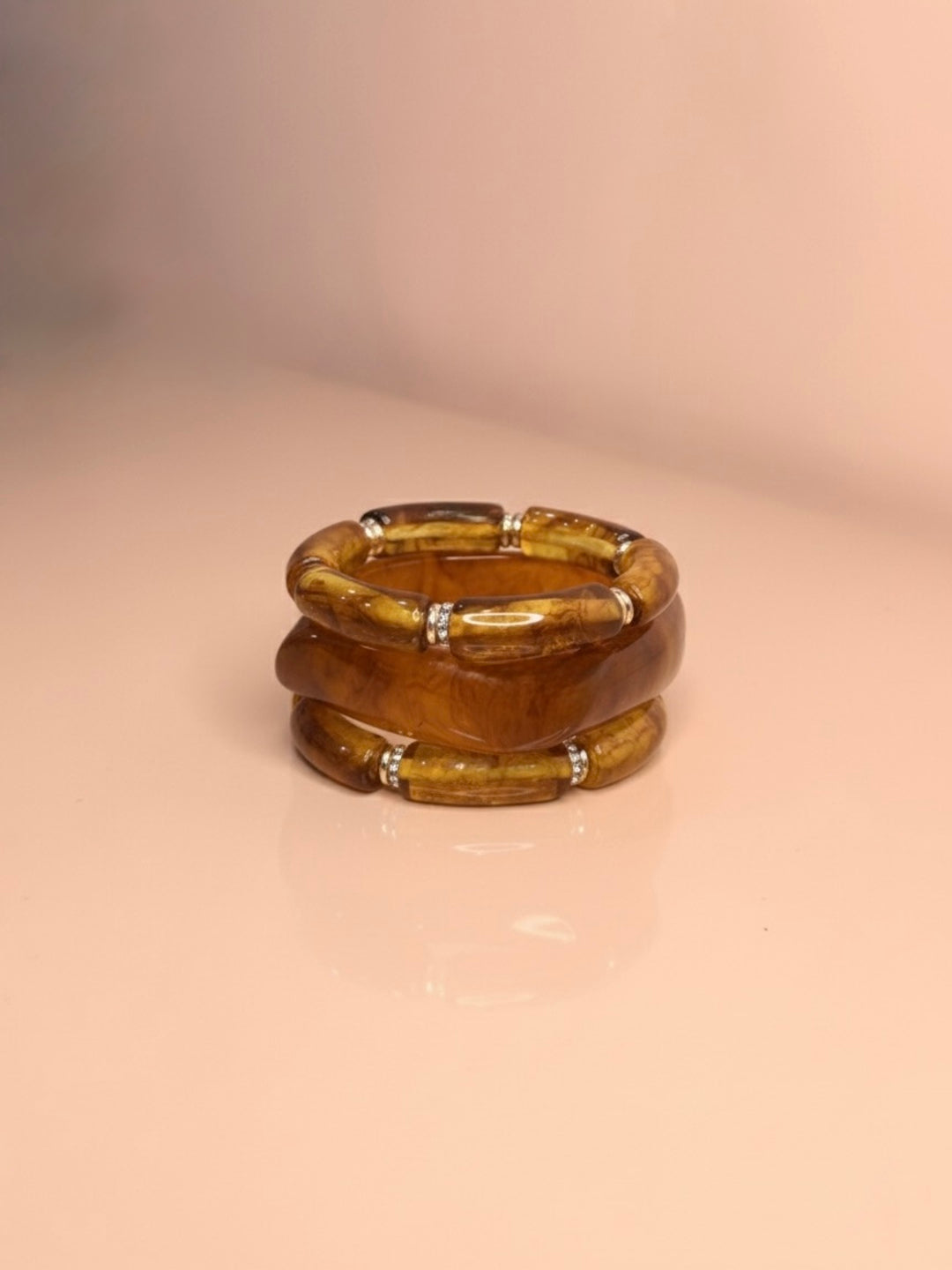 Light Brownie Resin Bangles-Set of 3