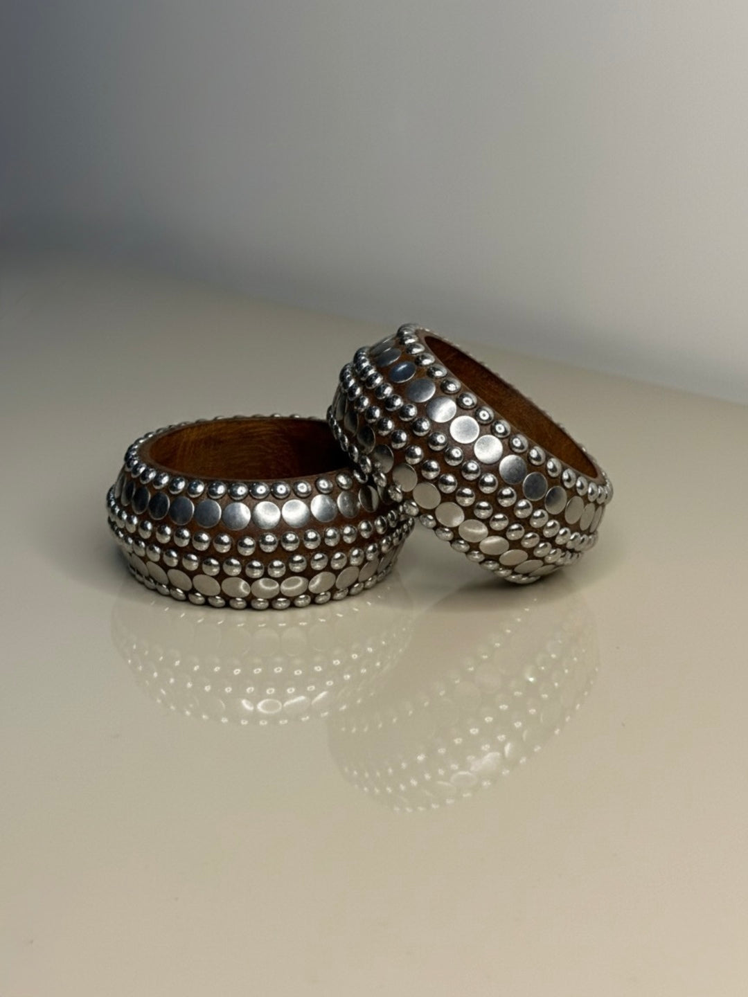Comfort Object Wooden & Brass Bangles-Set of 2