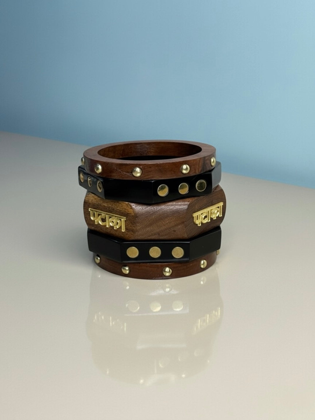 Friends to Lovers Resin, Wooden & Brass Bangles-Set of 5