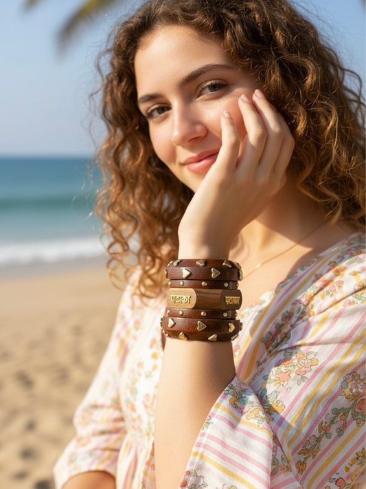 End Game Wooden Bangles-Set of 5
