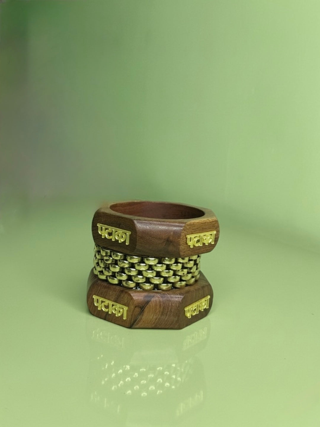 Extra Resin, Wooden & Brass Bangles-Set of 3