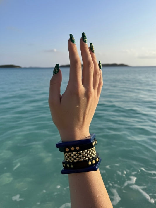 Blue Eyes Resin Bangles-Set of 5