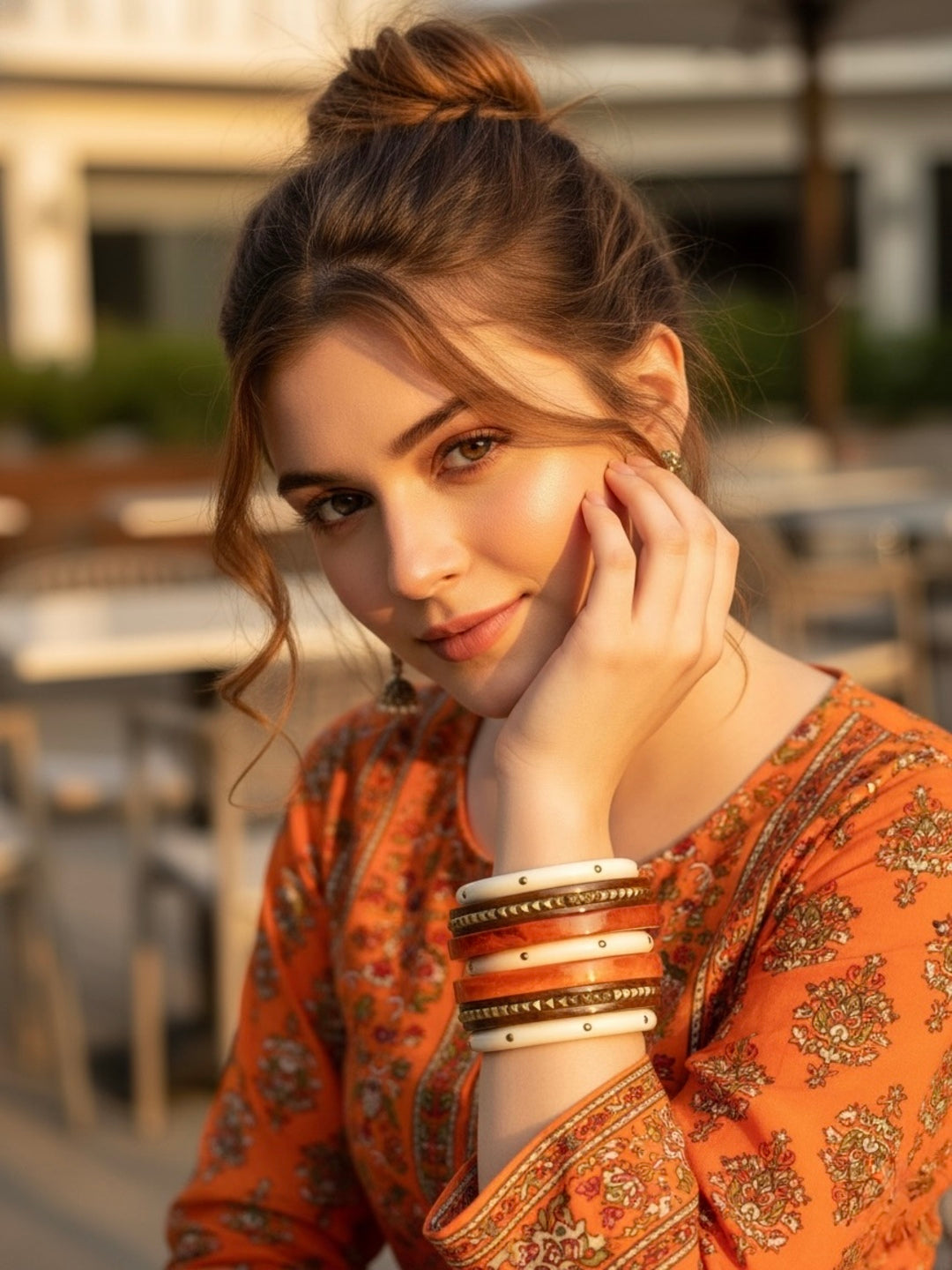 Eras Tour Resin, Wooden & Brass Bangles-Set of 7