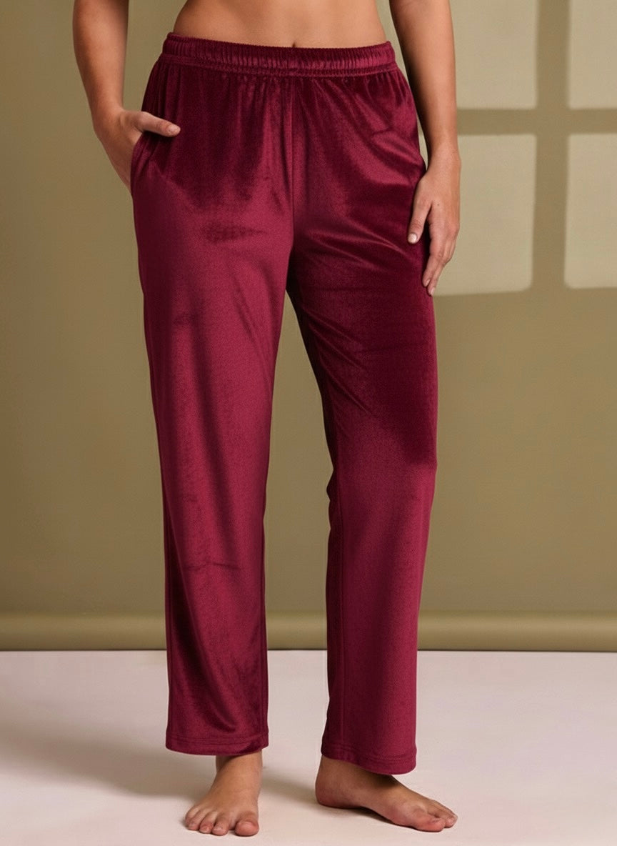 Maroon Velvet Butter Soft Lounge Pant