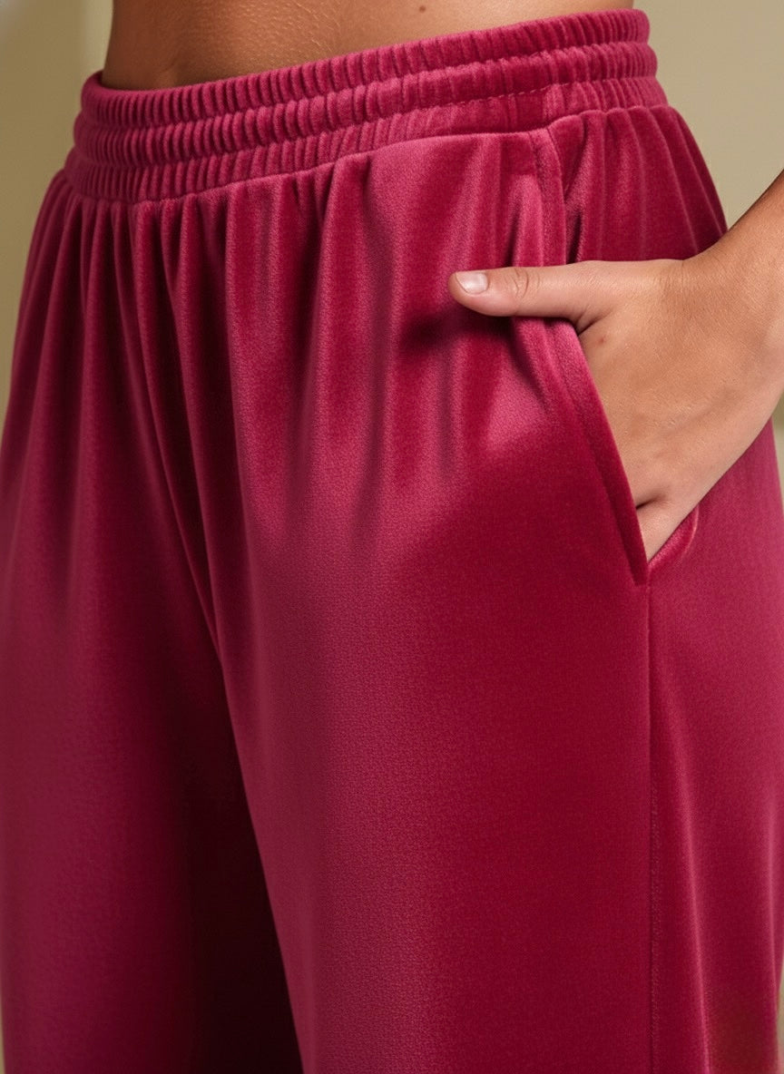 Maroon Velvet Butter Soft Lounge Pant