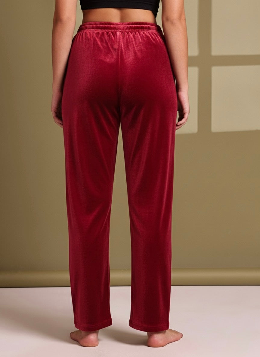 Maroon Velvet Butter Soft Lounge Pant