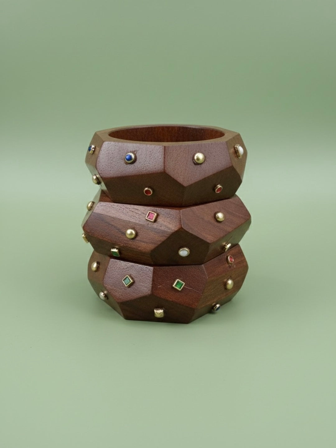 Simp For This Wooden & Brass Bangles-Set of 3