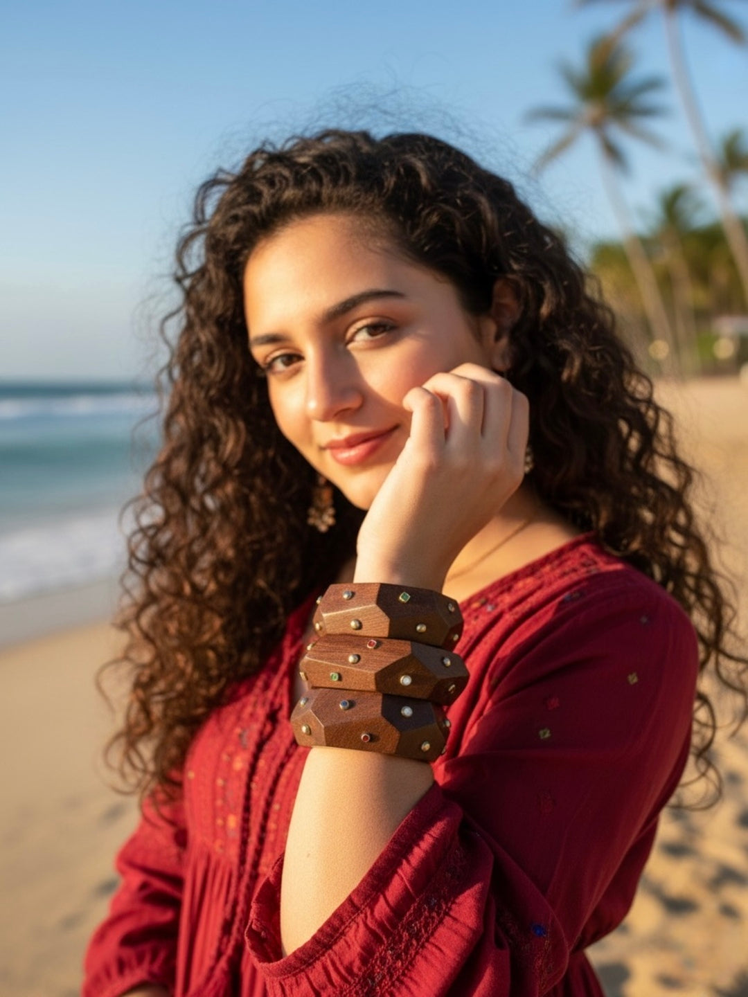 Simp For This Wooden & Brass Bangles-Set of 3