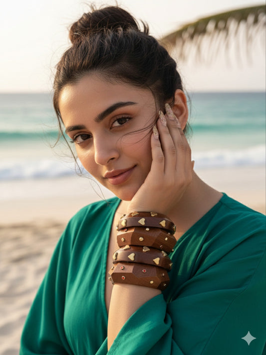 motional Support Gelato Wooden Bangles-Set of 4