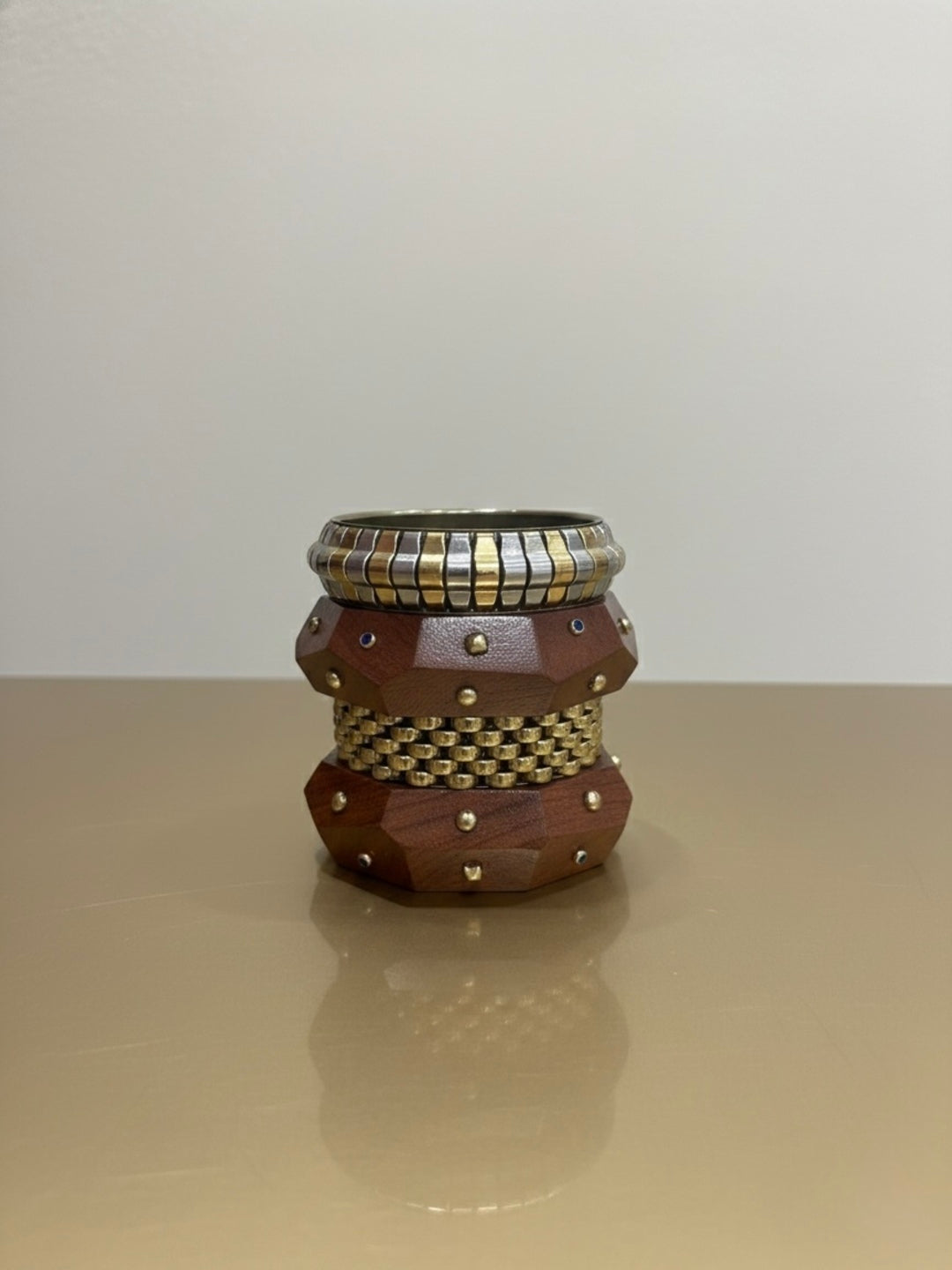 Understood the Assignment Wooden & Brass Bangles-Set of 4