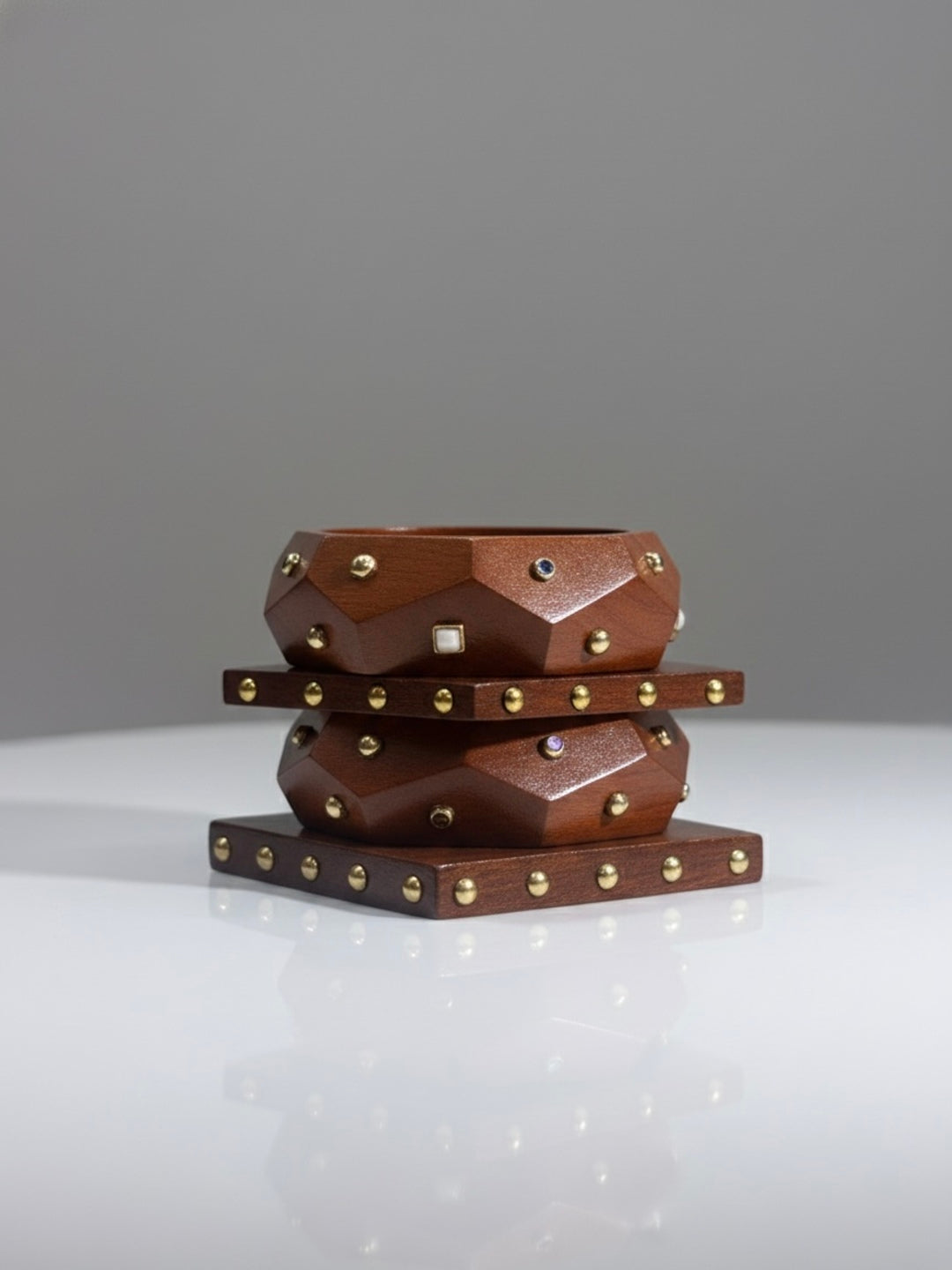 Rent Is Due Wooden & Brass Bangles-Set of 4