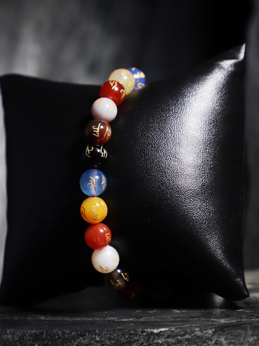 Om Mani Multi Semi Precious Stone Bracelet