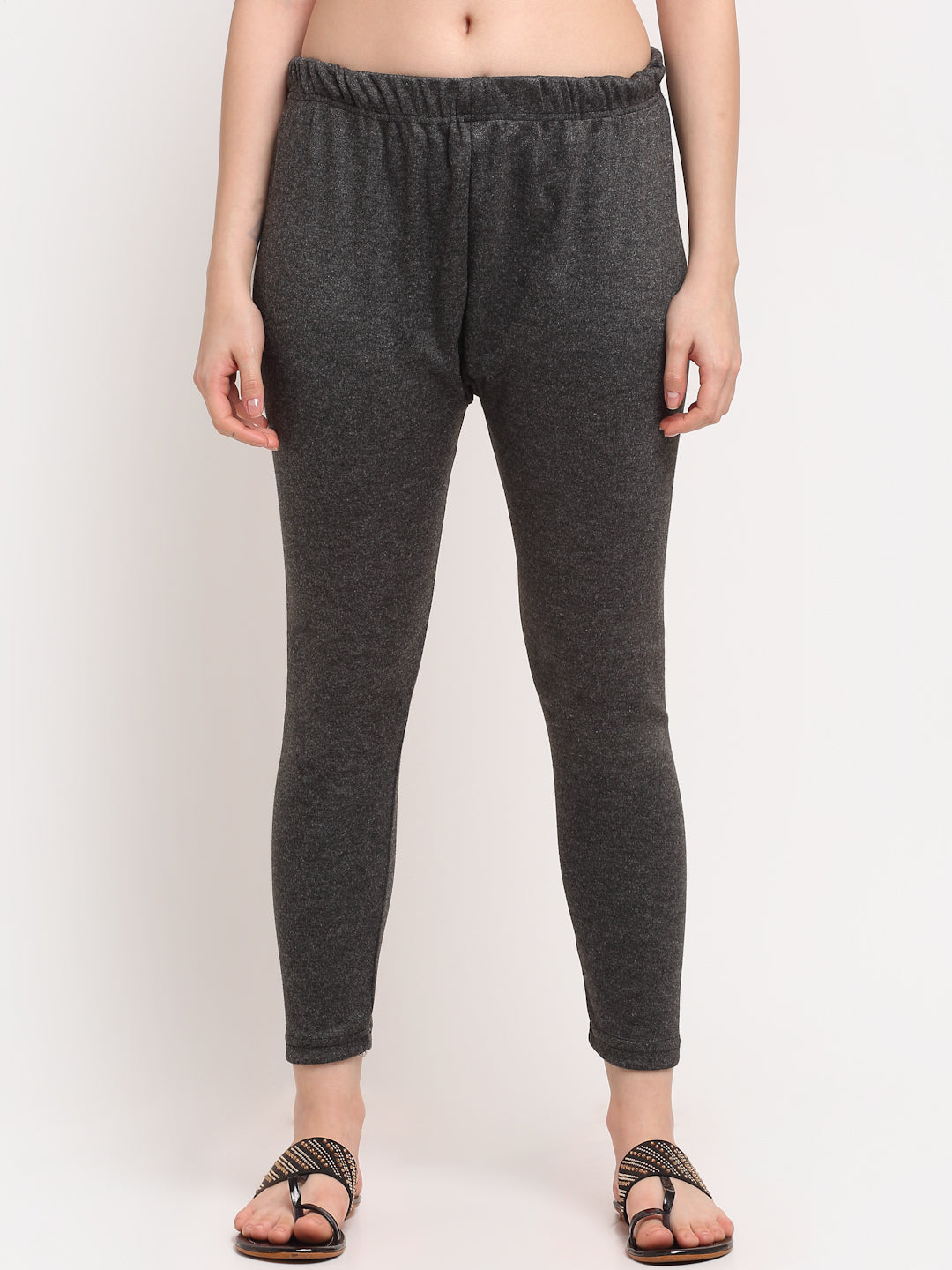 Dark Grey Woolen Ankle-Length Legging