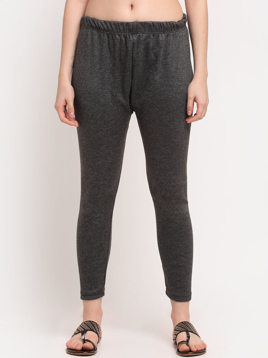 Dark Grey Woolen Ankle-Length Legging