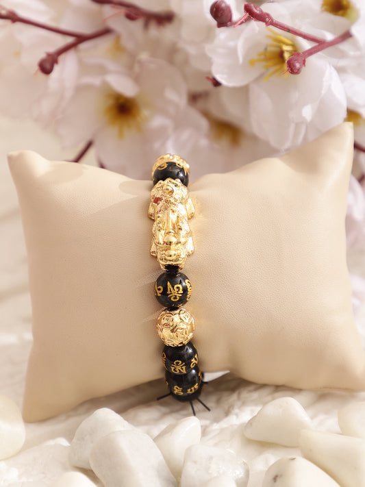 Black Obsidian Pixiu Semi Precious Stone Bracelet