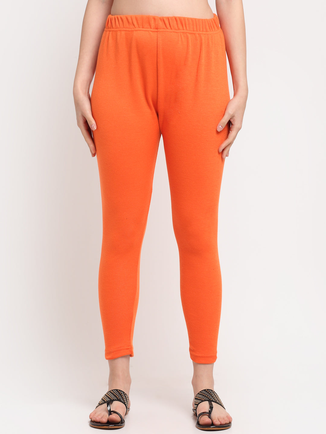 Orange Woolen Ankle-Length Legging