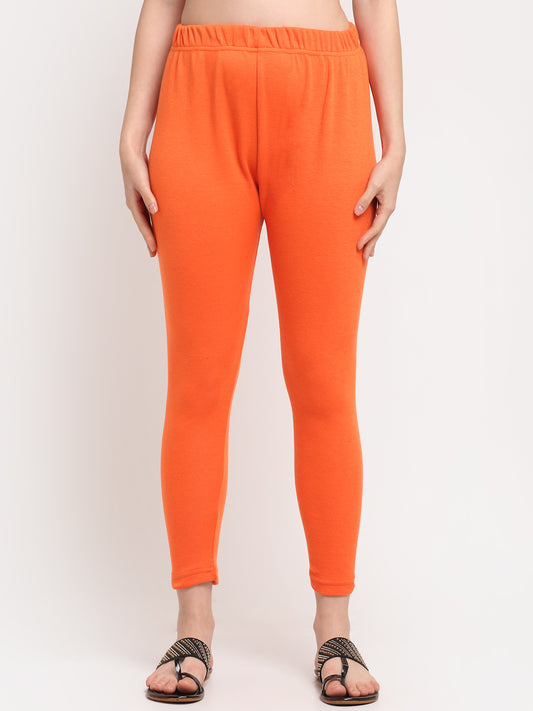 Orange Woolen Ankle-Length Legging