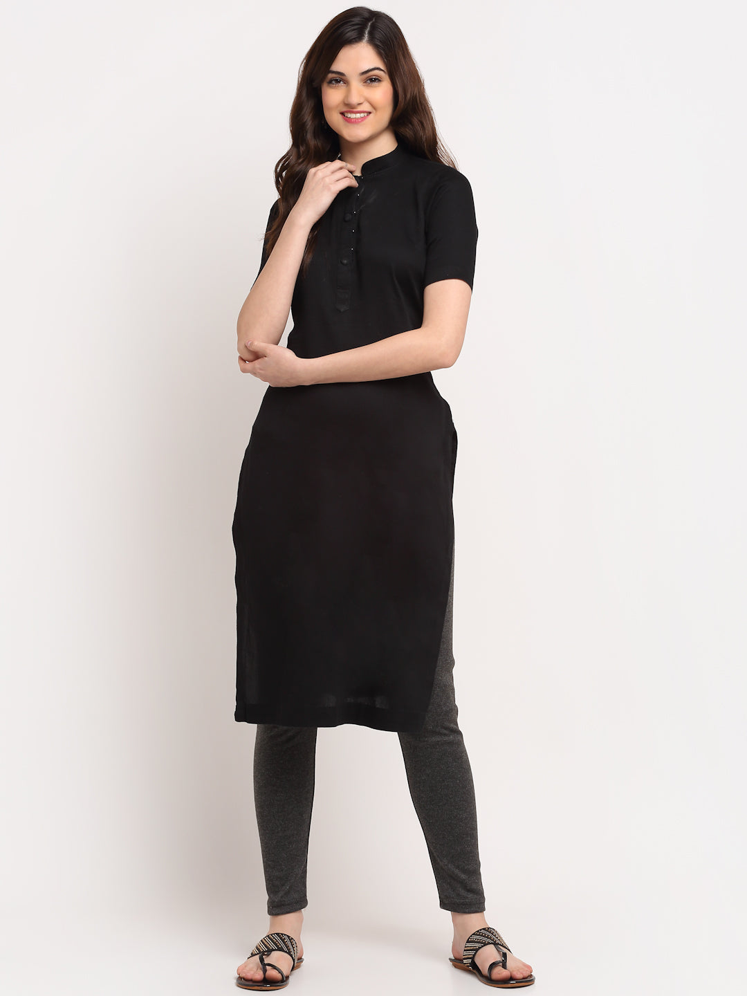 Dark Grey Woolen Ankle-Length Legging