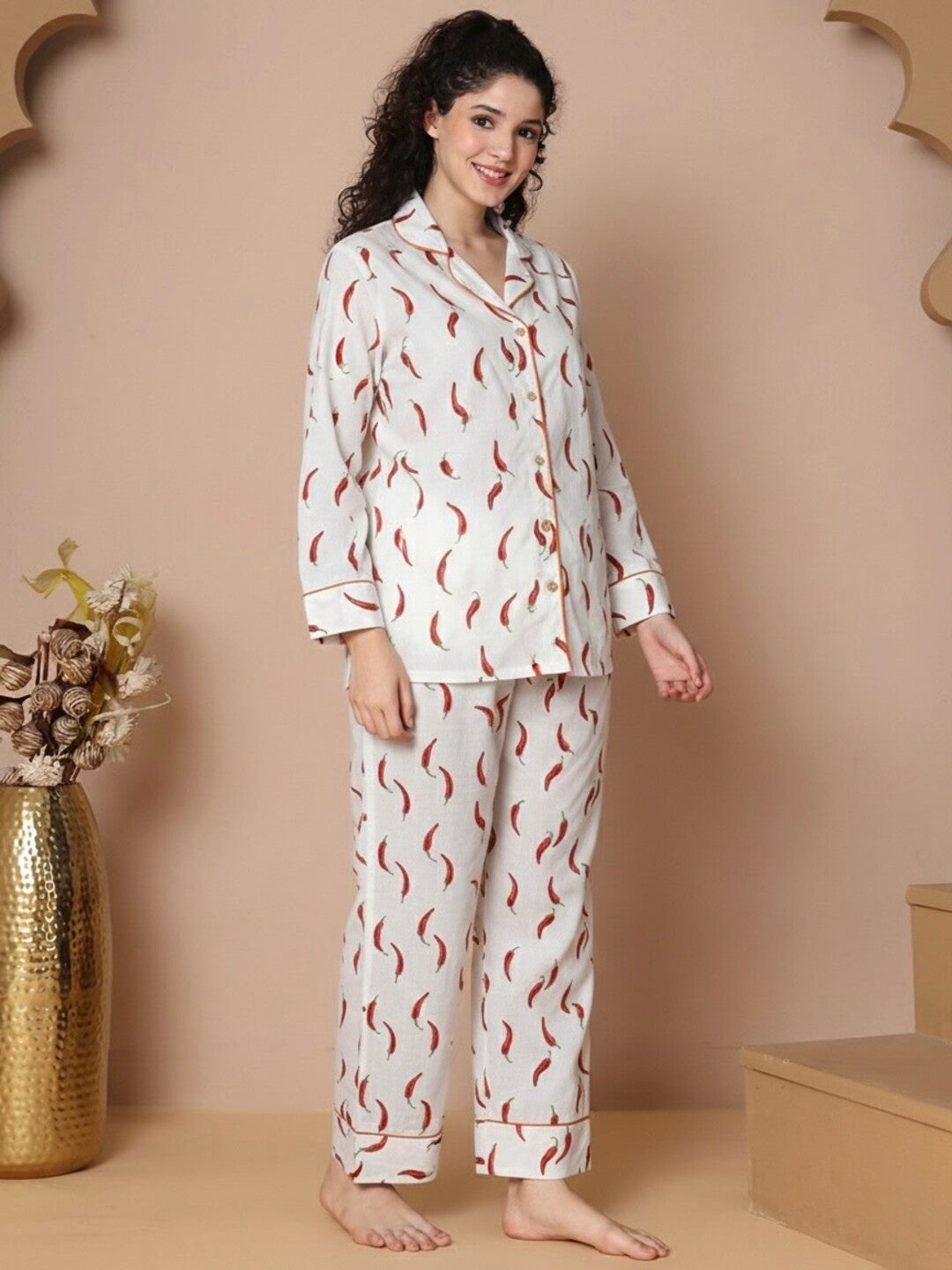 Mirchi Collar Night Suit